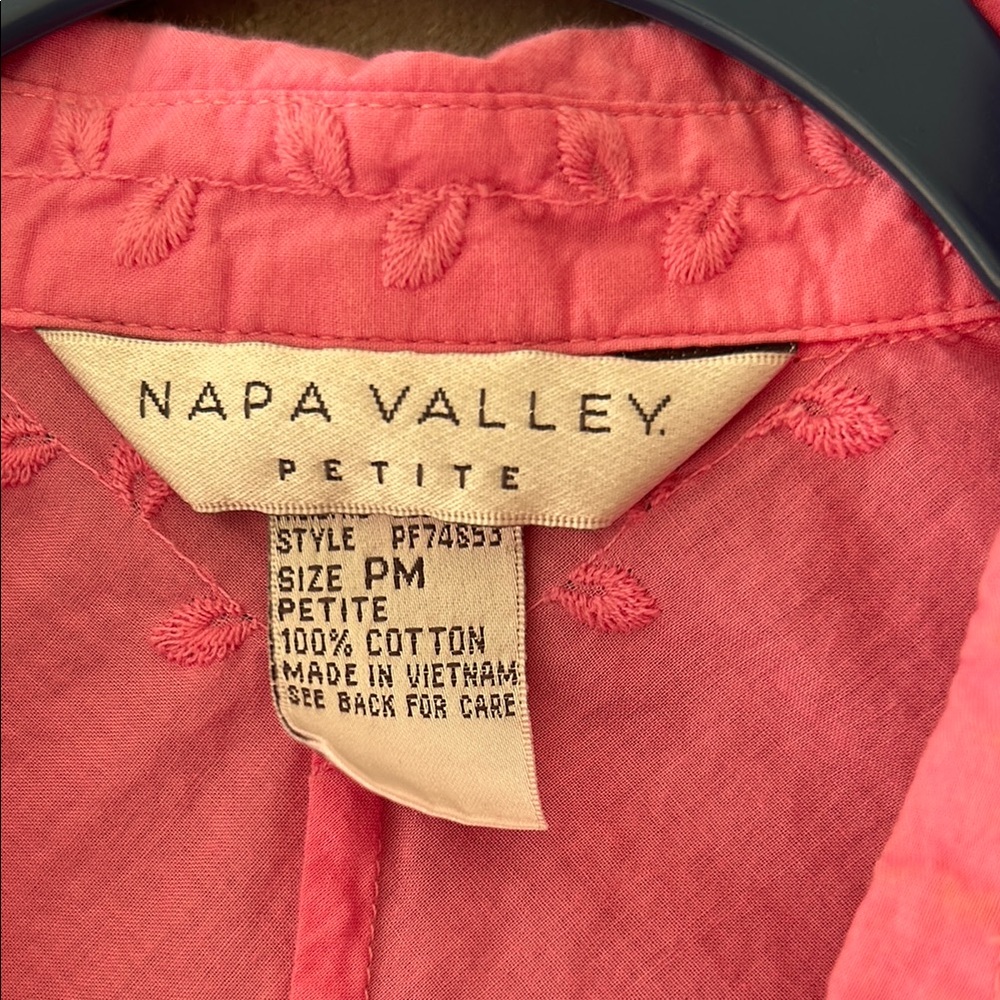 Pink 3/4 Sleeve Button Down Shirt - Picture 3 of 4